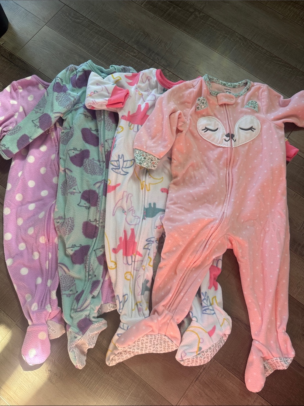 Carter's Pink Fleece Fox Face One-Piece Footed Pajamas
